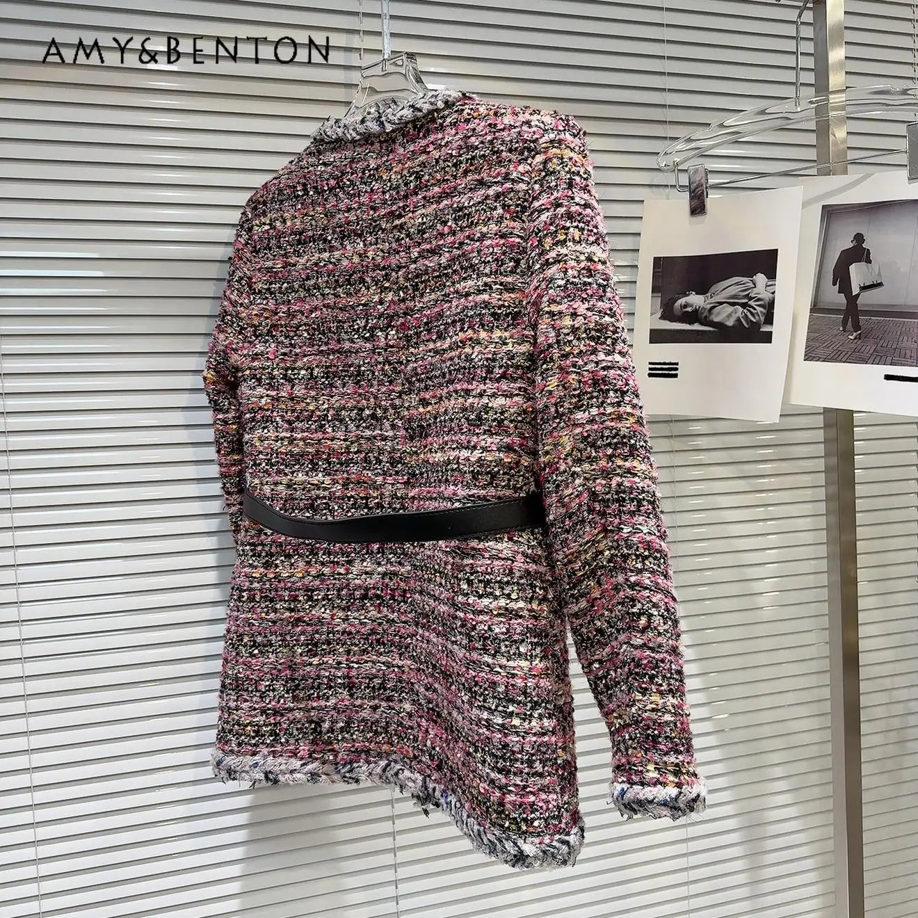 French Temperament Tweed Down Inner Jacket Women Winter New Patchwork Midlength Slim Belt Commuter  2