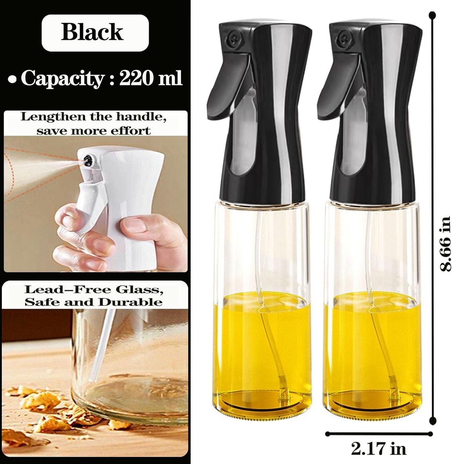 Cooking Oil Spray Bottle Air Fryer Accessories Olive Oil Mister Spray Bottle For Cooking Refillable 6