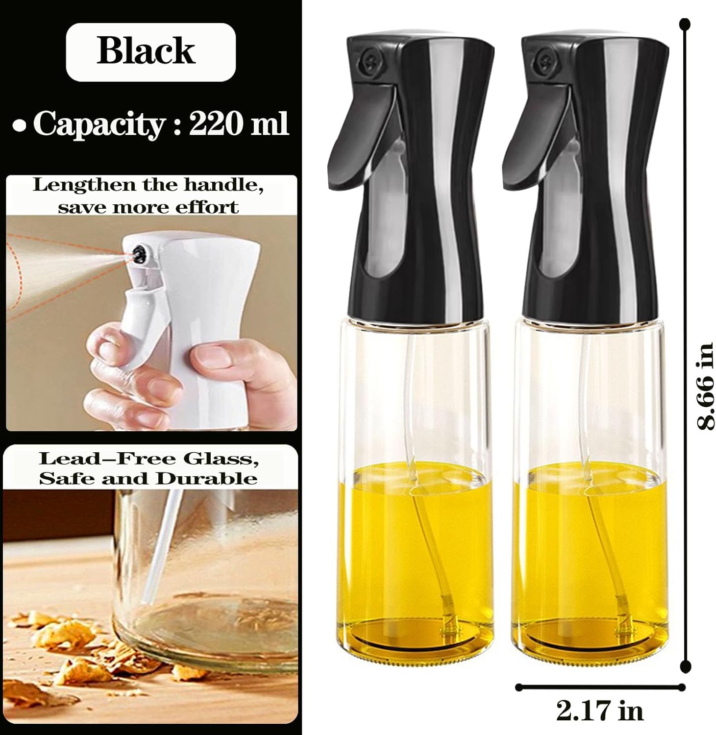 Cooking Oil Spray Bottle Air Fryer Accessories Olive Oil Mister Spray Bottle For Cooking Refillable 6
