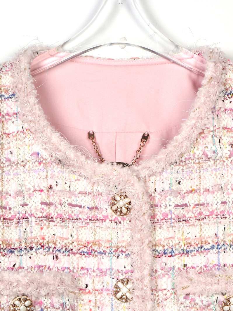 High Luxury Customized Romantic Tweed Braided Jacket Socialite Style Cherry Blossom Elegant Fashionable New Style