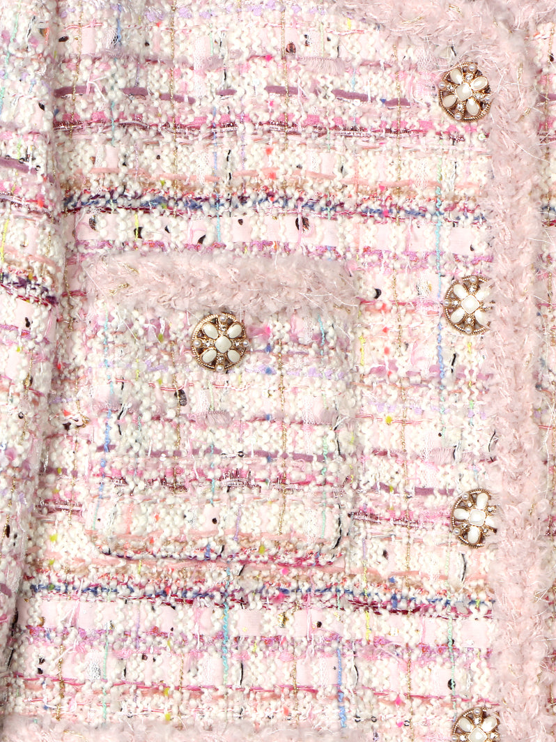 High Luxury Customized Romantic Tweed Braided Jacket Socialite Style Cherry Blossom Elegant Fashionable New Style