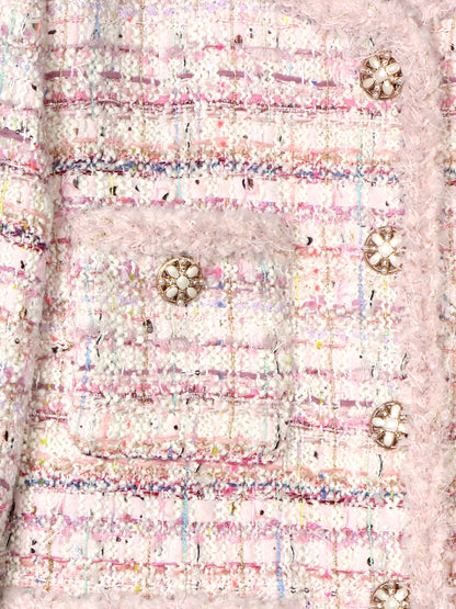 High Luxury Customized Romantic Tweed Braided Jacket Socialite Style Cherry Blossom Elegant Fashionable New Style
