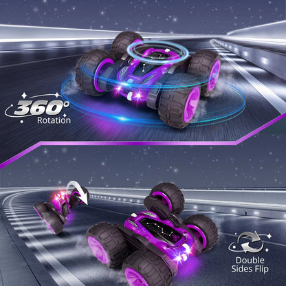 DoubleSided RC Stunt Car With Lights  360 Rotating Remote Control Car Fast Charging Toy For Kids 3