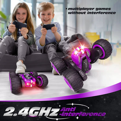 DoubleSided RC Stunt Car With Lights  360 Rotating Remote Control Car Fast Charging Toy For Kids 4