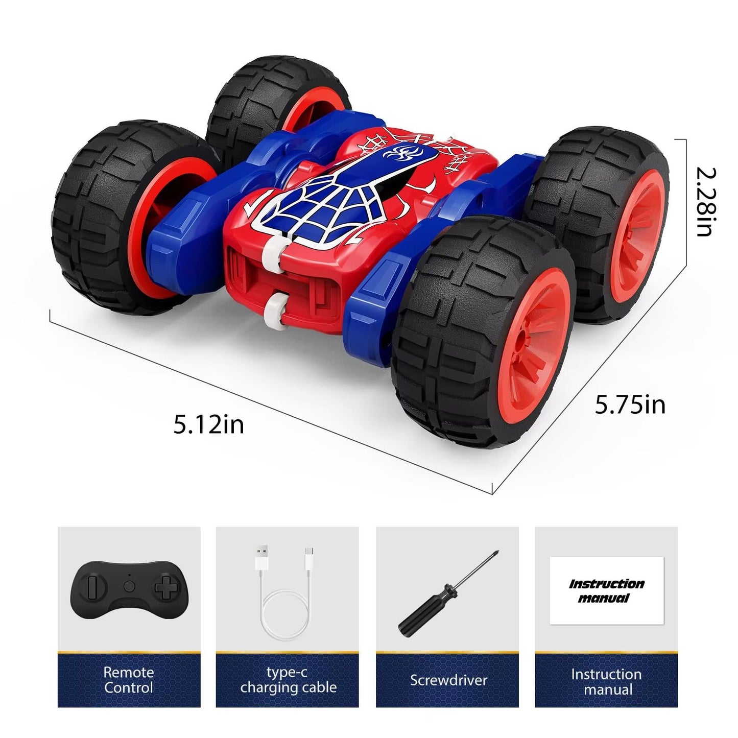 DoubleSided RC Stunt Car With Lights  360 Rotating Remote Control Car Fast Charging Toy For Kids 6