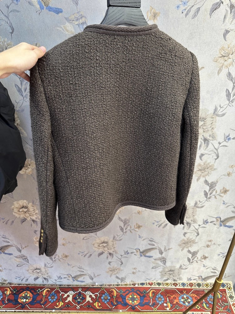 Elegant Tweed Jacket For Office Ladies O Neck Casual Outerwear Spring Autumn Women Slim Fit Vintage 2