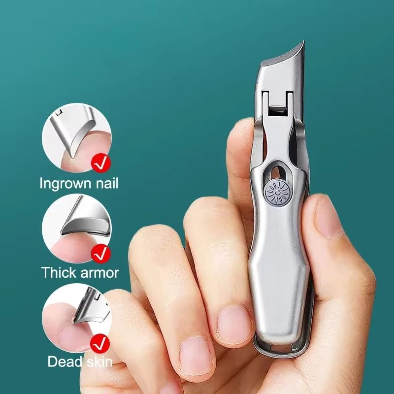 AntiSplash Thick Toenail Clippers  Large Opening Curved Nail Cutter For Precise Manicures 2