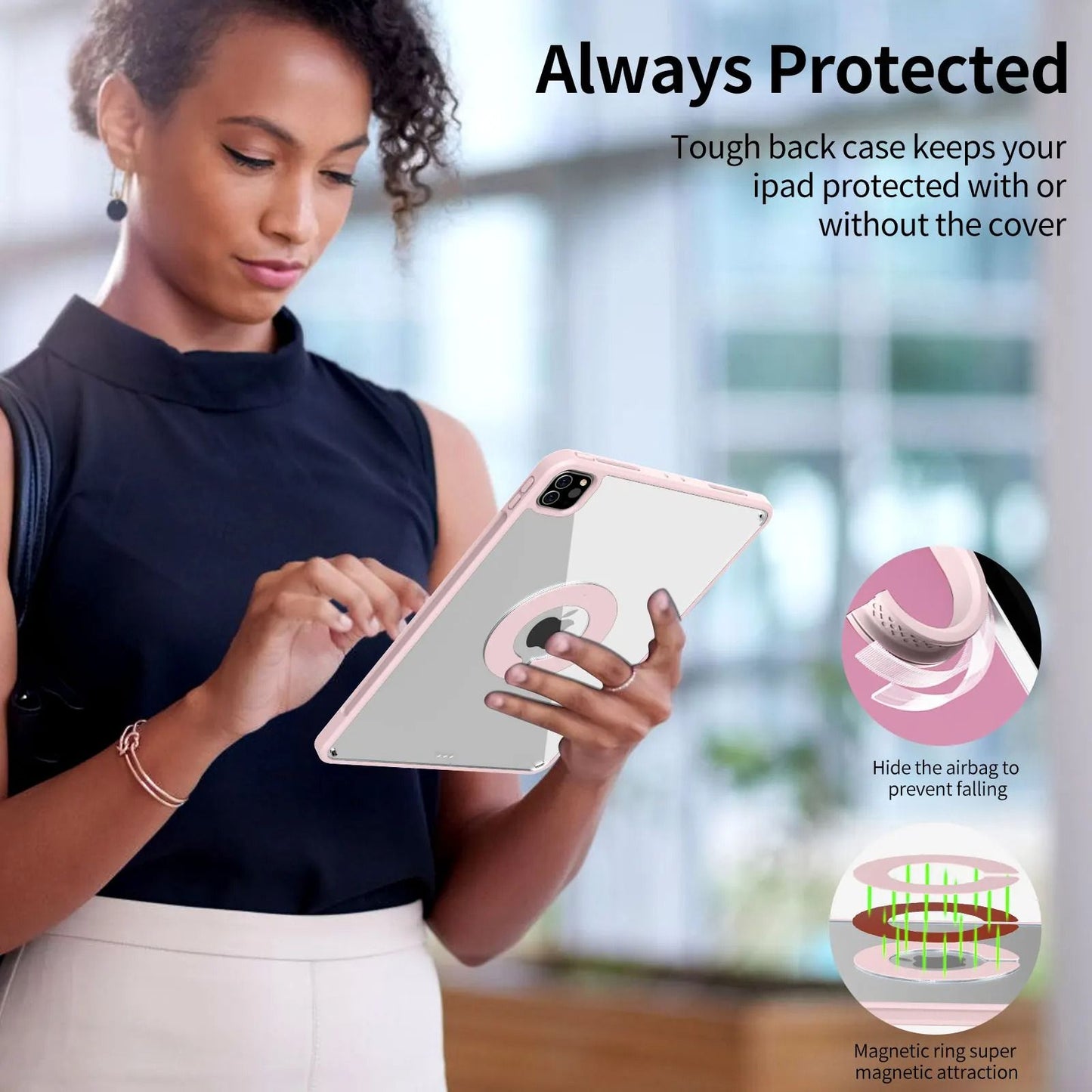 Magnetic Rotating Detachable IPad Case With Stand 4