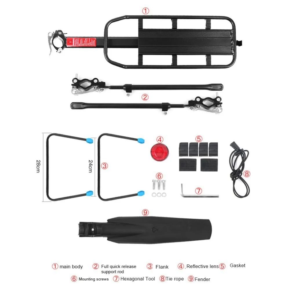Quick Release Adjustable Bike Cargo Rack With Mudguard 4