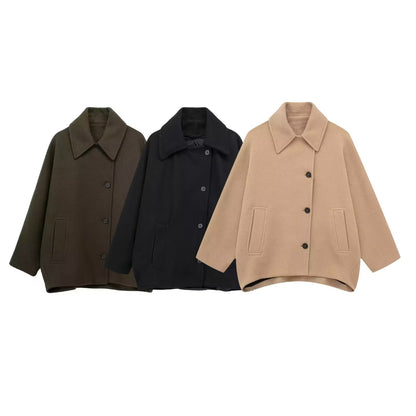 Autumn New Women Clothing European and American Style French Wool Blend Short Coat Jacket, Warm Stylish Layer