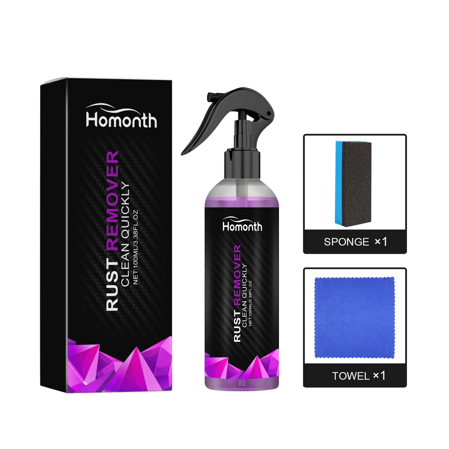 Car Rust Removal Spray, Rust Inhibitor Paint Rust Remover Derusting Spray for Car Wheel Hub & Auto Accessories