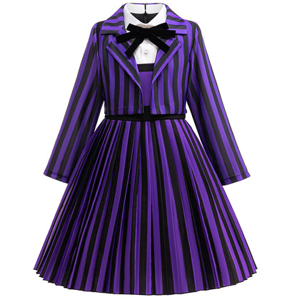 Wednesday & Enid Sinclair 2Pcs Girls Cosplay Costume Set, Official Look for Halloween, Birthday Parties & Carnival Dress