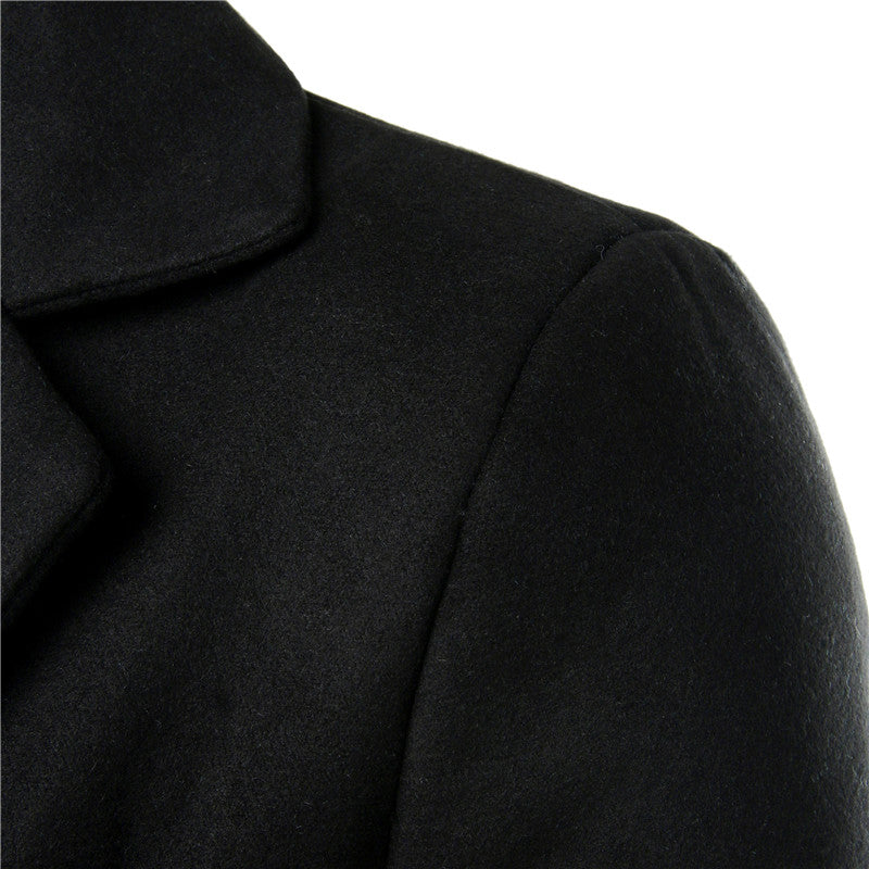 Fashion Brand Men Woolen Coat Winter Autumn Business Banquet Party Stitching Casual Trench Coat Stylish Outerwear