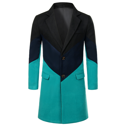 Fashion Brand Men Woolen Coat Winter Autumn Business Banquet Party Stitching Casual Trench Coat Stylish Outerwear