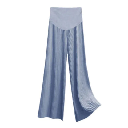 Summer Maternity Wear Ice Silk WideLeg Pants Loose Pleated NinePoint Thin Outer Wear 4