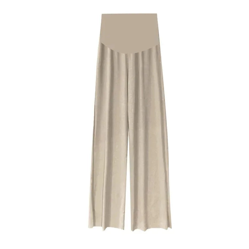 Summer Maternity Wear Ice Silk WideLeg Pants Loose Pleated NinePoint Thin Outer Wear 7
