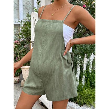 Solid Color Strappy Maternity Dress, Summer One-Piece Shorts Dress for Pregnant Women