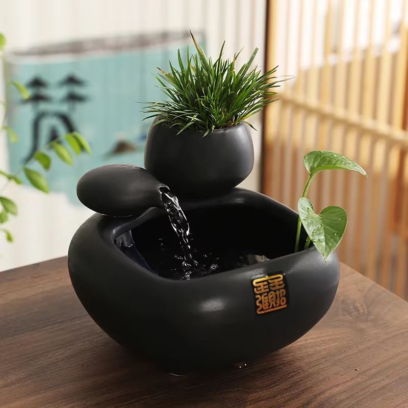 Chinese Style Ceramic Water Fountain  Desktop MoneyMaking Ornament For Home  Office Decor 9