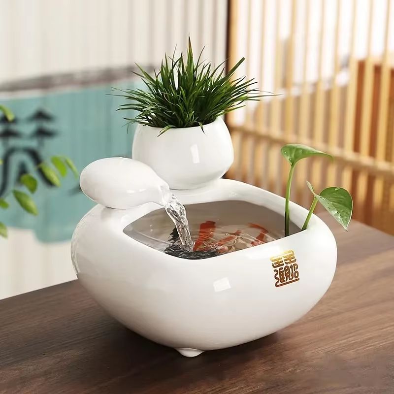 Chinese Style Ceramic Water Fountain  Desktop MoneyMaking Ornament For Home  Office Decor 2