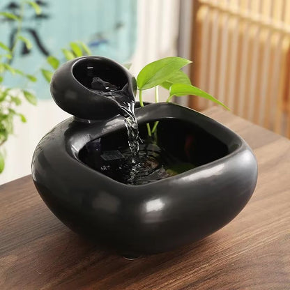 Chinese Style Ceramic Water Fountain  Desktop MoneyMaking Ornament For Home  Office Decor 6