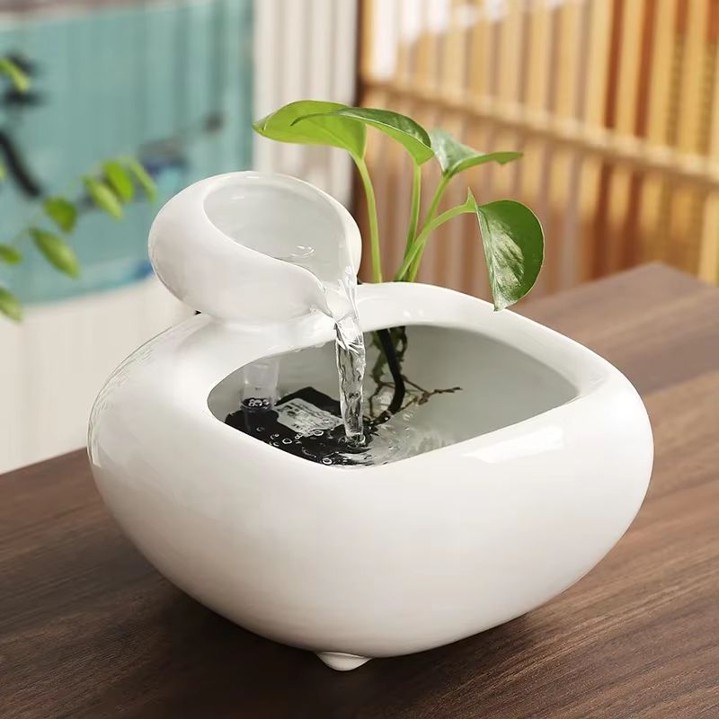 Chinese Style Ceramic Water Fountain  Desktop MoneyMaking Ornament For Home  Office Decor 7