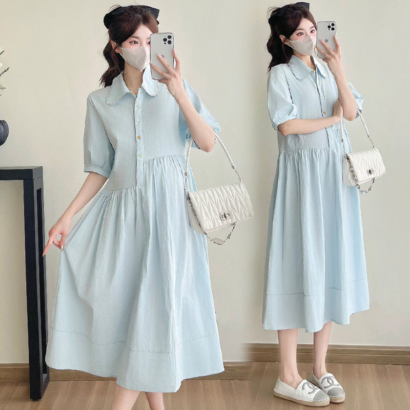 Elegant Korean Style Pregnancy Dress AgeReducing Summer Maternity Dress For Women 5