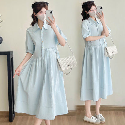 Elegant Korean Style Pregnancy Dress AgeReducing Summer Maternity Dress For Women 5