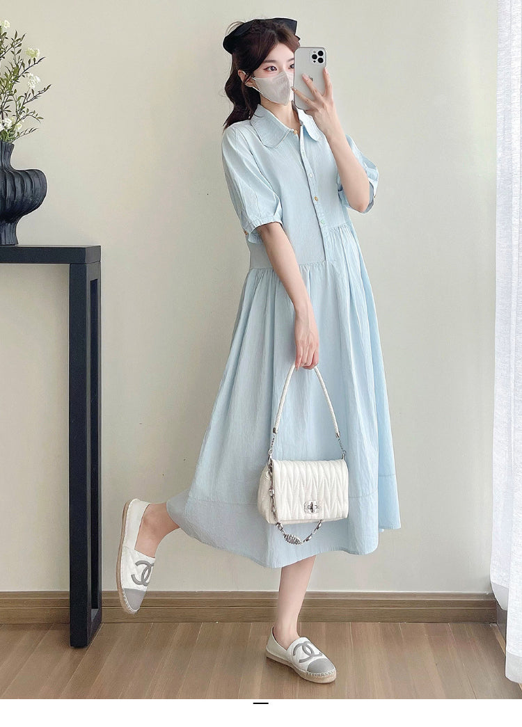 Elegant Korean Style Pregnancy Dress AgeReducing Summer Maternity Dress For Women 4