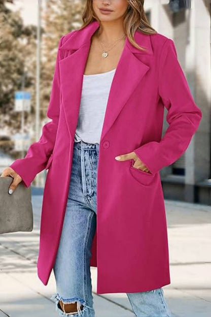 Long Women Double Breasted Winter Coat Outerwear Wool Blend Jacket Turn Down Collar Female Clothing, Chic Cold-Proof