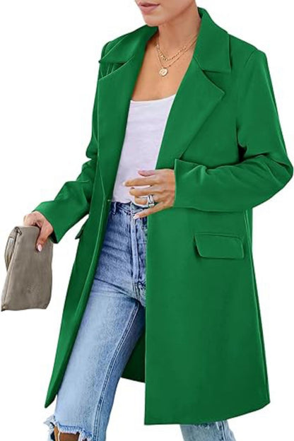 Long Women Double Breasted Winter Coat Outerwear Wool Blend Jacket Turn Down Collar Female Clothing, Chic Cold-Proof