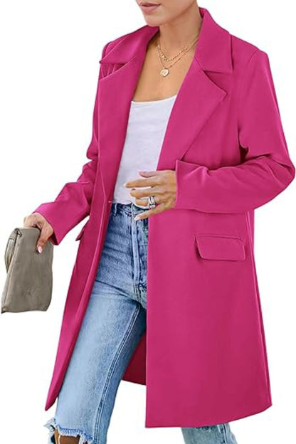 Long Women Double Breasted Winter Coat Outerwear Wool Blend Jacket Turn Down Collar Female Clothing, Chic Cold-Proof