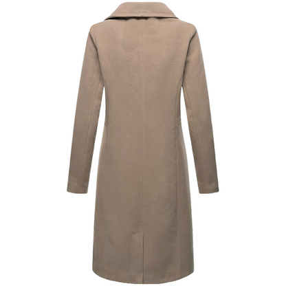 Winter Warm Wool Blend Lined Women Coat Double Breasted Turn-down Collar Coat Outerwears Female Coats Chic Overcoat