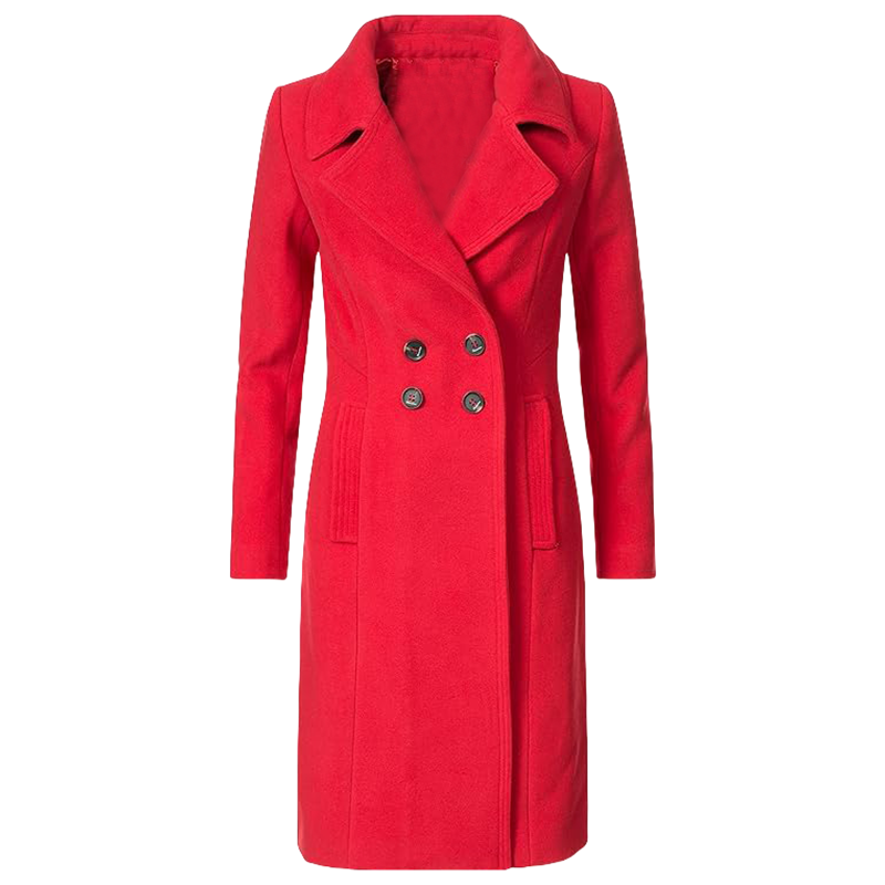 Winter Warm Wool Blend Lined Women Coat Double Breasted Turn-down Collar Coat Outerwears Female Coats Chic Overcoat