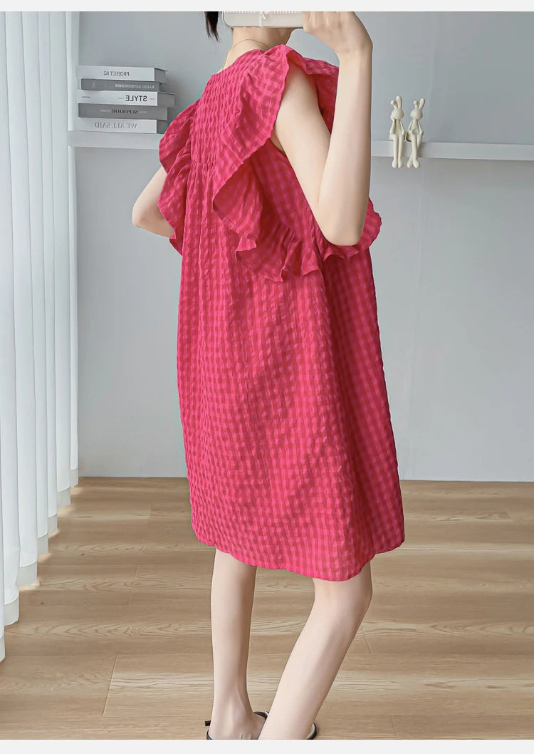 Korean Style Short Maternity Dress for Summer, Petal Sleeve A-Line Mini Dress for a Sweet, Cute Pregnancy Look
