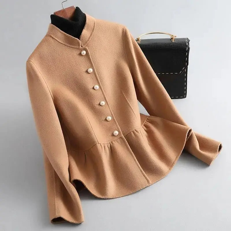 High Quality Women Wool Blends Coat Long Sleeve Ladies Jackets Slim Fit New In Half Short Medium Hot Luxury Elegant