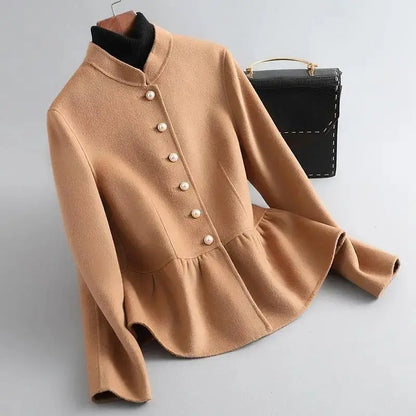 High Quality Women Wool Blends Coat Long Sleeve Ladies Jackets Slim Fit New In Half Short Medium Hot Luxury Elegant