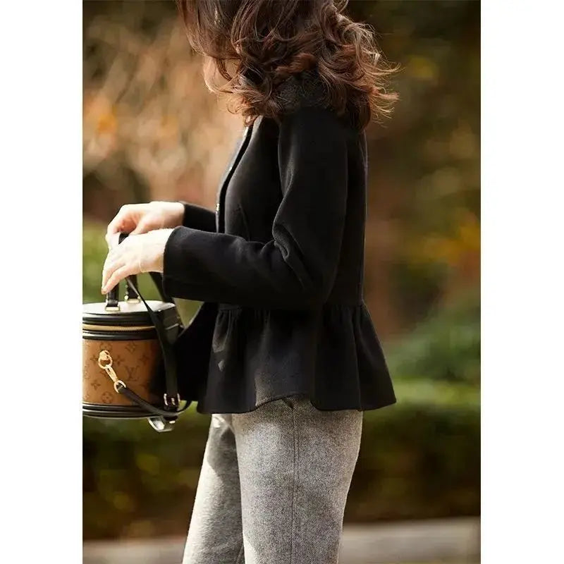 High Quality Women Wool Blends Coat Long Sleeve Ladies Jackets Slim Fit New In Half Short Medium Hot Luxury Elegant