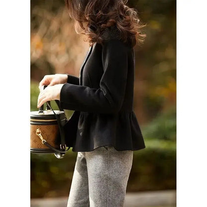 High Quality Women Wool Blends Coat Long Sleeve Ladies Jackets Slim Fit New In Half Short Medium Hot Luxury Elegant