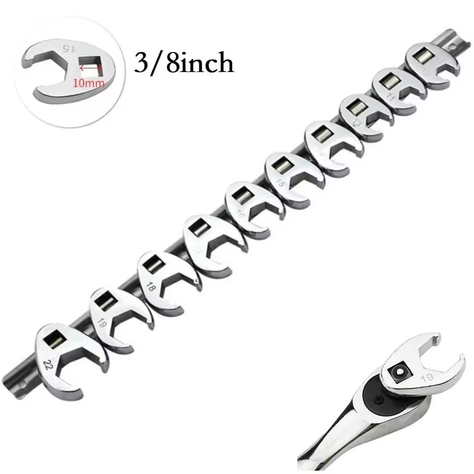 Crowfoot Wrench Set 10 Piece 3 8 Inch Drive Metric 10 To 22mm