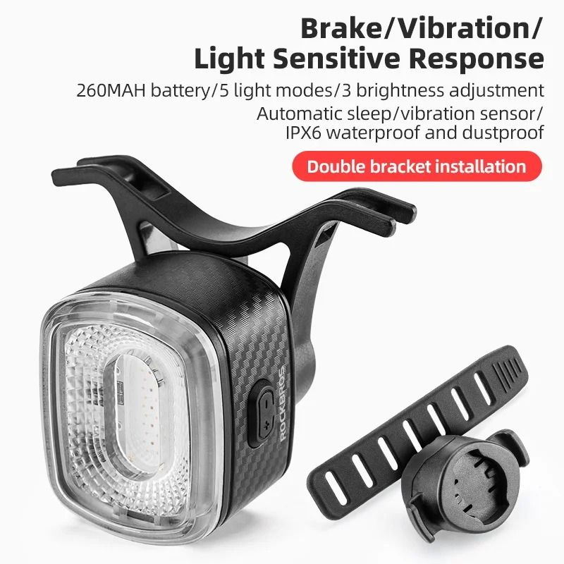 Smart Bicycle Brake Light USB Rechargeable LED Rear Cycling Light 9