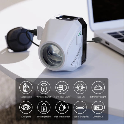 Ultra Bright Bicycle Headlight 1600 Lumen With Wireless Remote 2