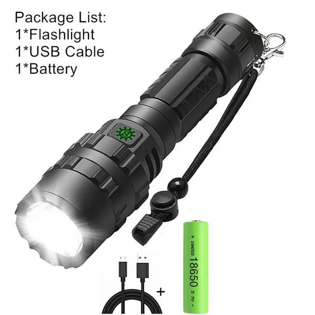Tactical LED Hunting Flashlight USB Rechargeable Waterproof Torch 7