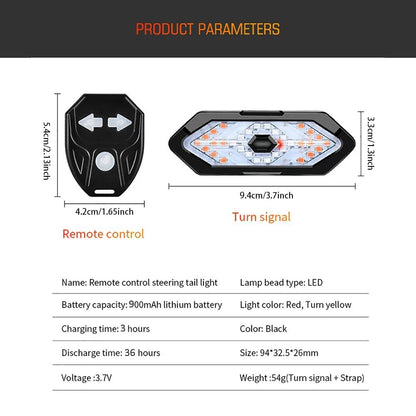 Wireless Remote Control Bicycle Tail Light With Turn Signals 1