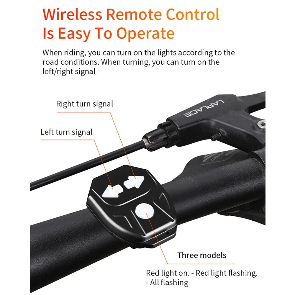 Wireless Remote Control Bicycle Tail Light With Turn Signals 3