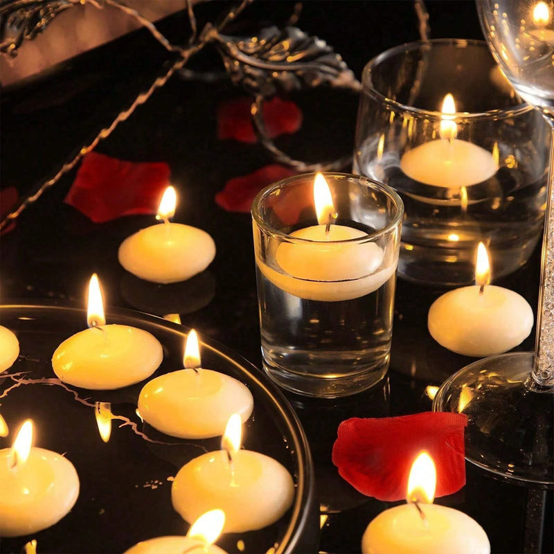 Romantic Floating Unscented Discs Candles for Wedding, Valentines Day, Party, Bathtub Decor & Home Candlelight