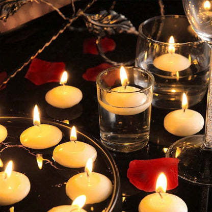 Romantic Floating Unscented Discs Candles for Wedding, Valentines Day, Party, Bathtub Decor & Home Candlelight