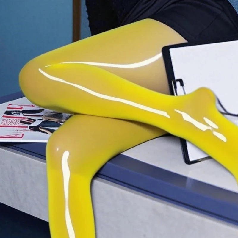 Glossy Sheer Tights With Horse Oil High Waist Elastic Pantyhose Plus Size Thin  Glossy Stockings Fo 4