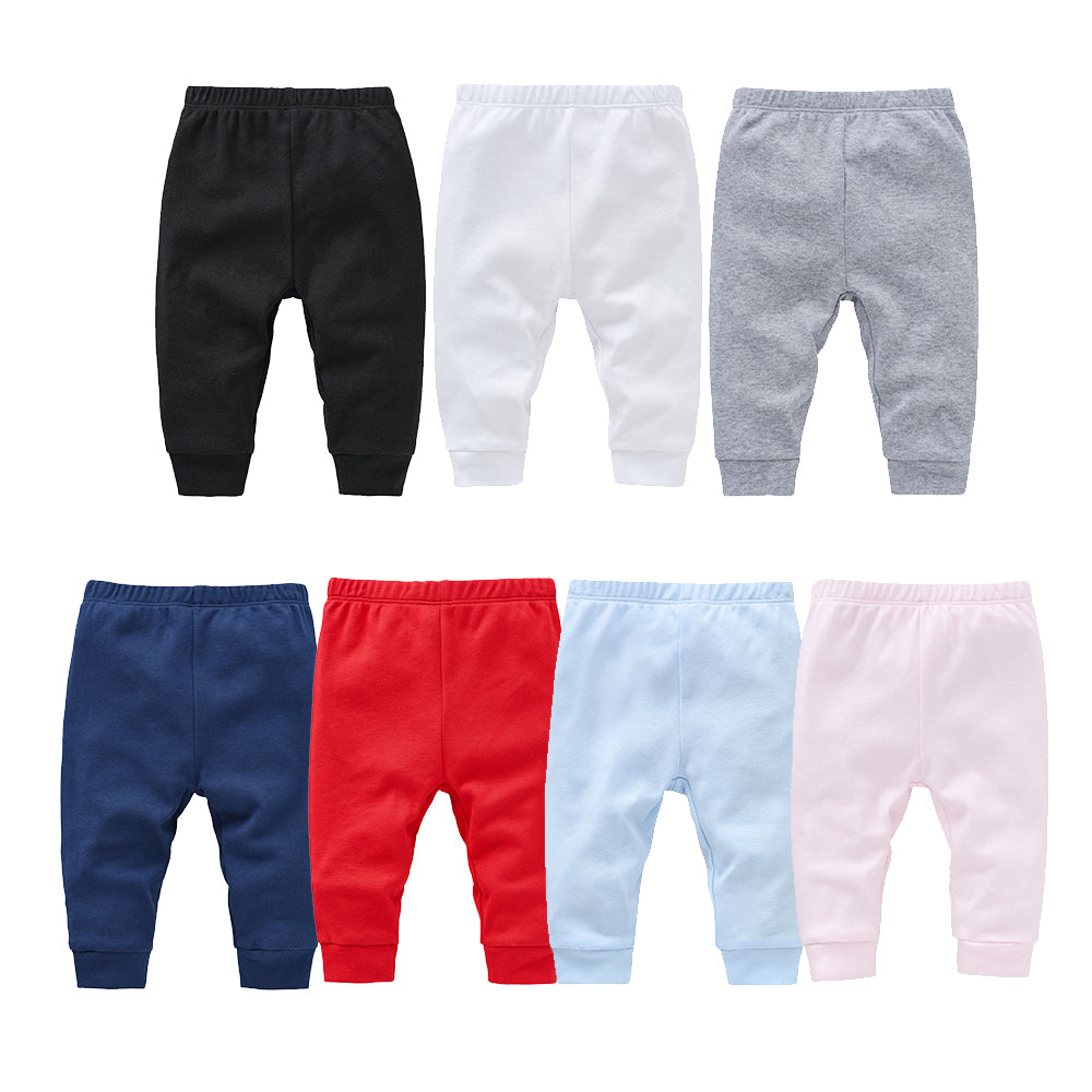 Cotton Baby Pants, Blank Color Muslin Trousers for Newborns & Kids, Soft Plain Clothing