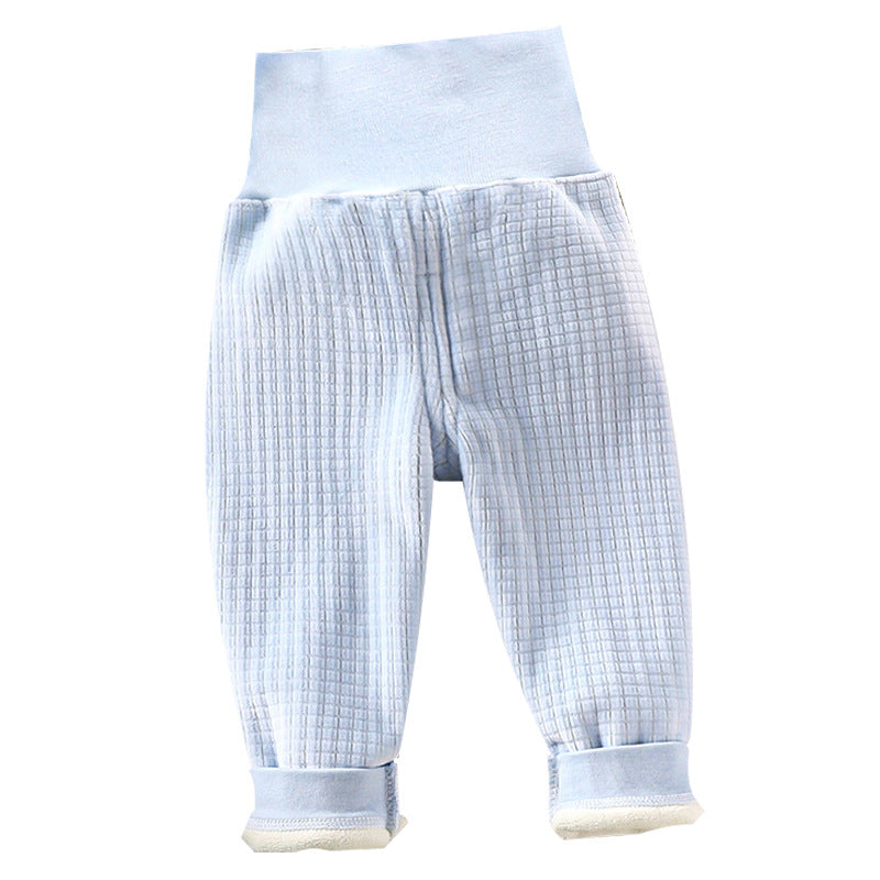 Toddler High Waist Fleece Thermal Pants, Baby Solid Color Pajama Pants for Autumn Winter Clothing