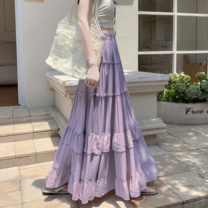 High Waist Flowy ALine Maxi Skirt White Tiered Ruffle Hem Skirt Summer Chiffon Layered Pleated Skir 7